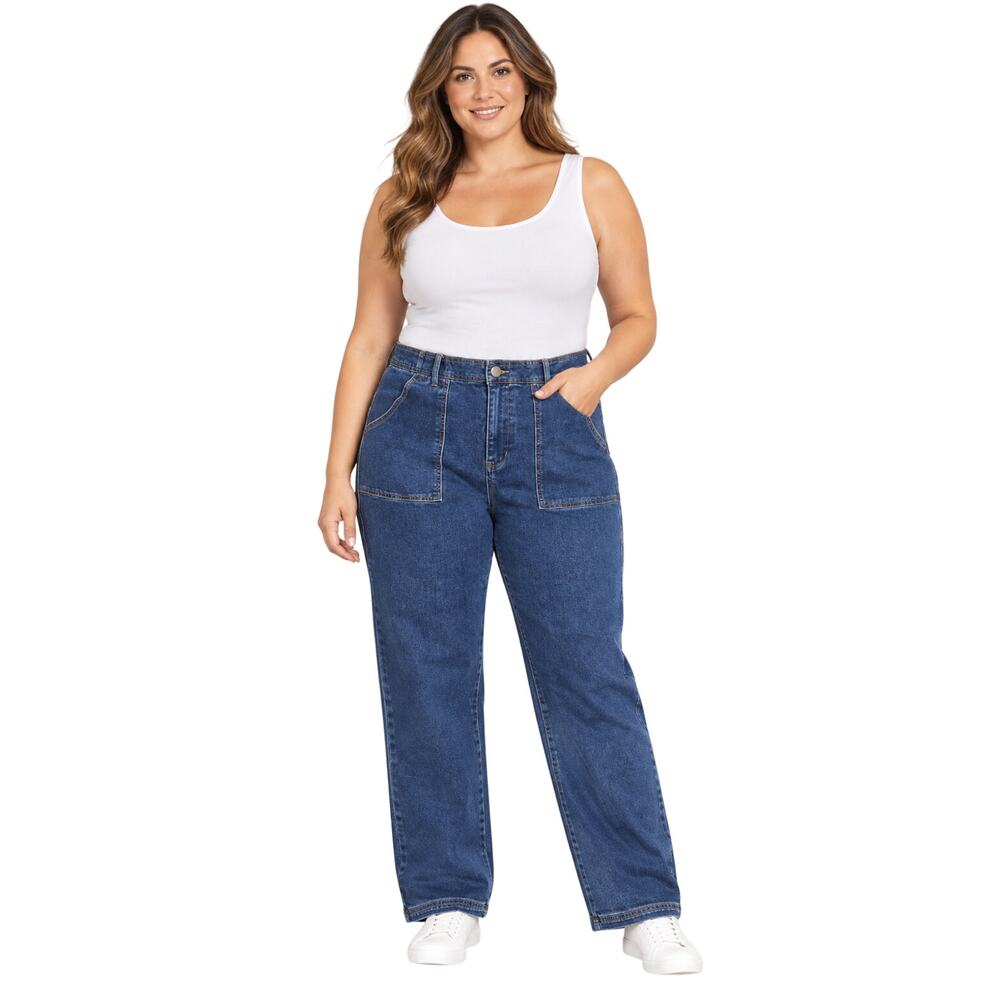 Knox rose sz XL elastic waist pull on jeans pants 90s pockets high rise comfort